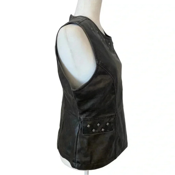Dollhouse Outfitters Womens Vegan Faux Leather Black Vest Size Large NWT Biker. - Picture 3 of 9